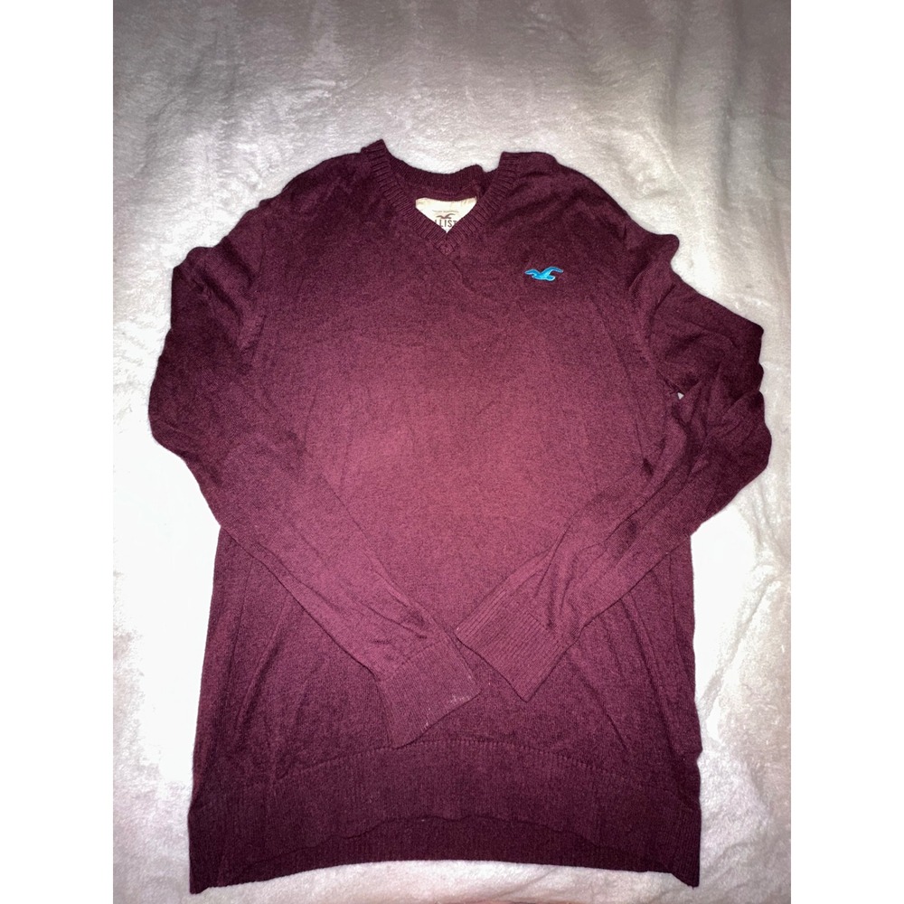 Hollister‎ California V-Neck Sweater Women's Medium Burgundy Casual Knit